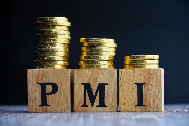 Cubi di legno con le lettere PMI e delle monete