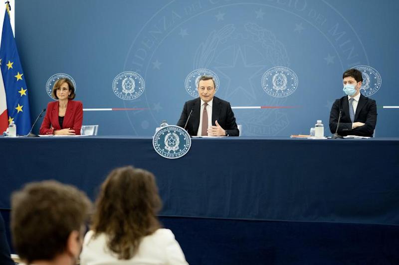Il Presidente del Consiglio Draghi durante la conferenza stampa del 22 luglio (dal sito governo.it)